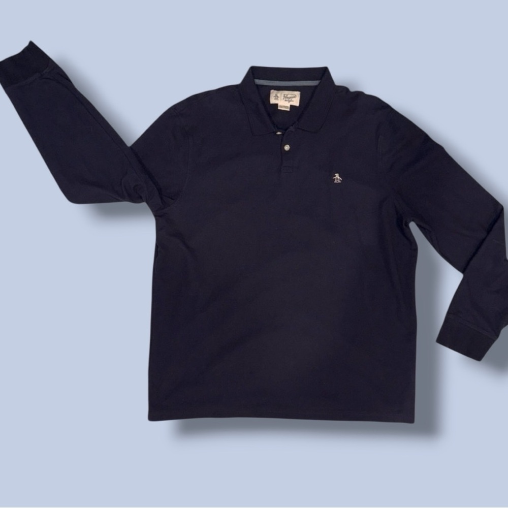 Original Penguin Long Sleeve Polo Shirt Men’s Size XL Navy Casual Classic
